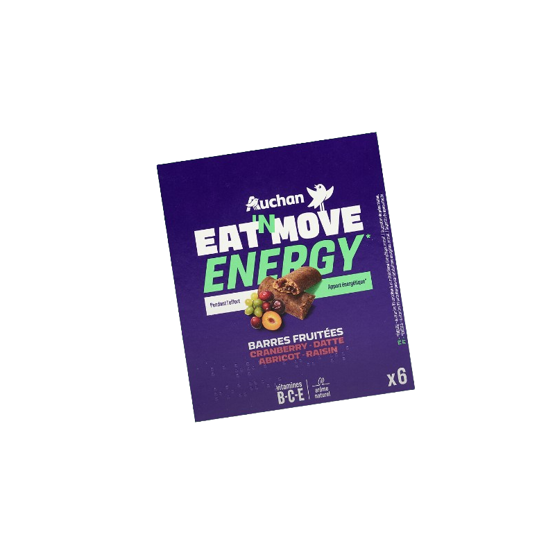 Barres fruitées energy cranberry datte abricot raisin x6 150g