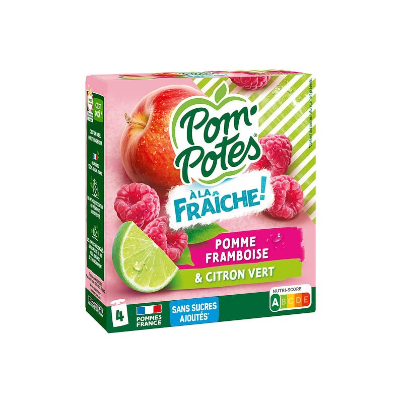 Gourdes compotes pomme framboise citron vert sans sucres ajoutés 4x90g