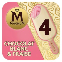 Bâtonnet glacé chocolat blanc fraise x4 324g