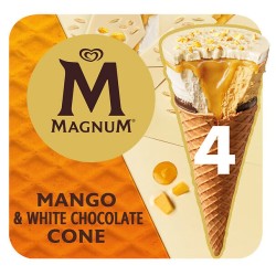 Cônes mangue et chocolat blanc x4 260g