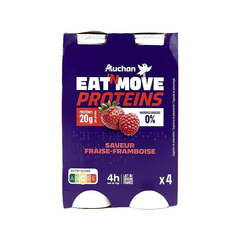 Yaourt à boire protéines 20g saveur fraise-framboise 0%MG 4x190g