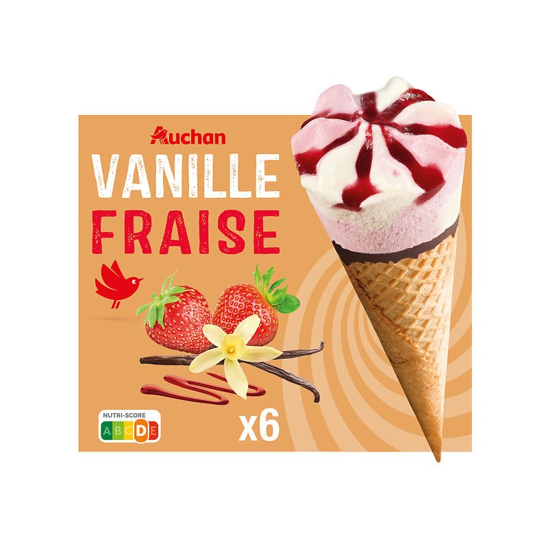 Cônes vanille fraise x6 423g