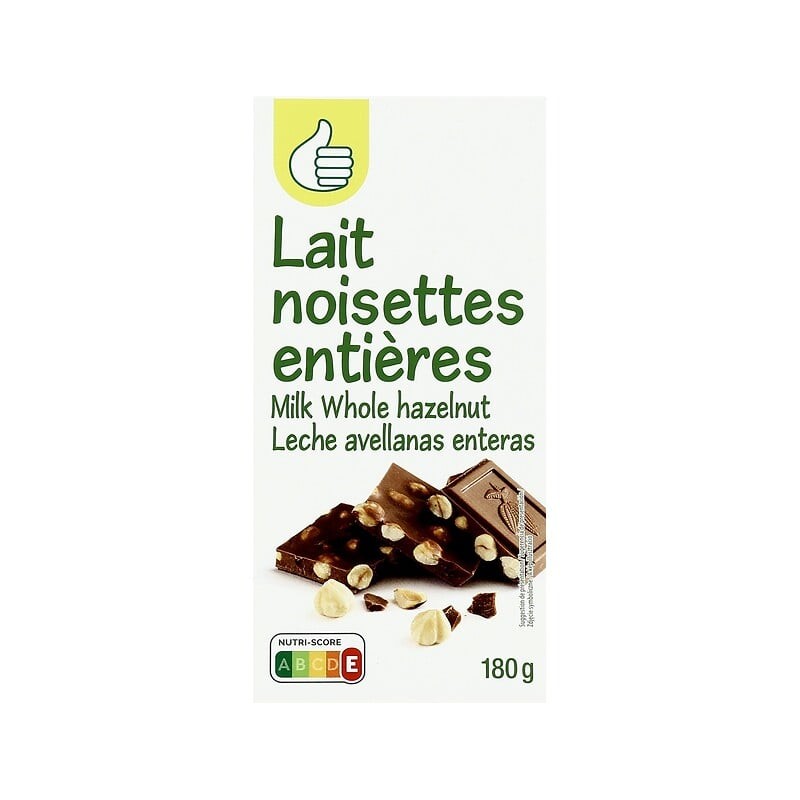 Tablette de chocolat au lait noisettes 180g
