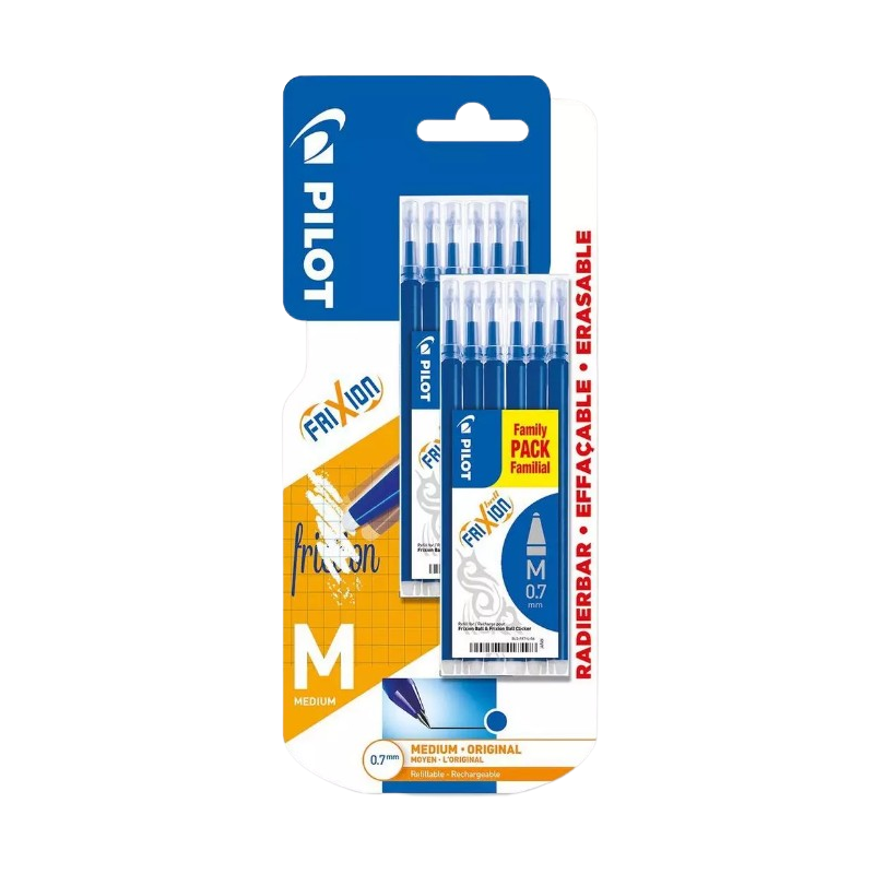 Recharges frixion encre effaçable pointe moyenne bleu 2x6