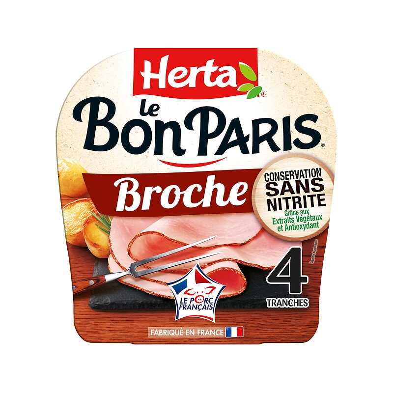 Le bon paris Jambon cuit à la broche sans nitrite x4 140g