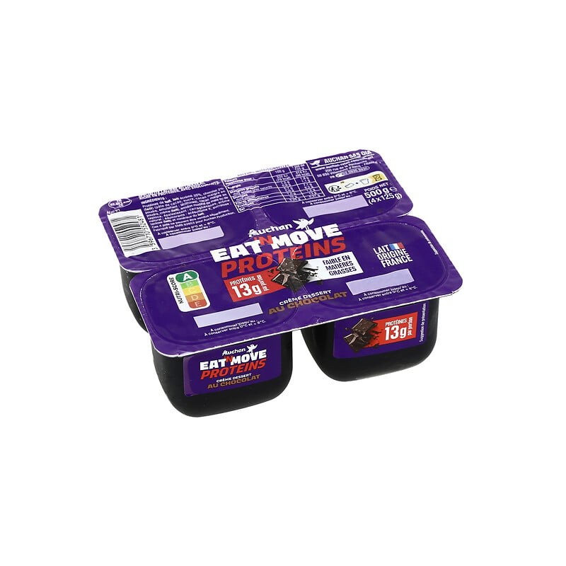 Crème dessert protéines 13g au chocolat 4x125g