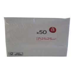 Serviettes en Papier Blanc 25x25cm 3 Plis x50