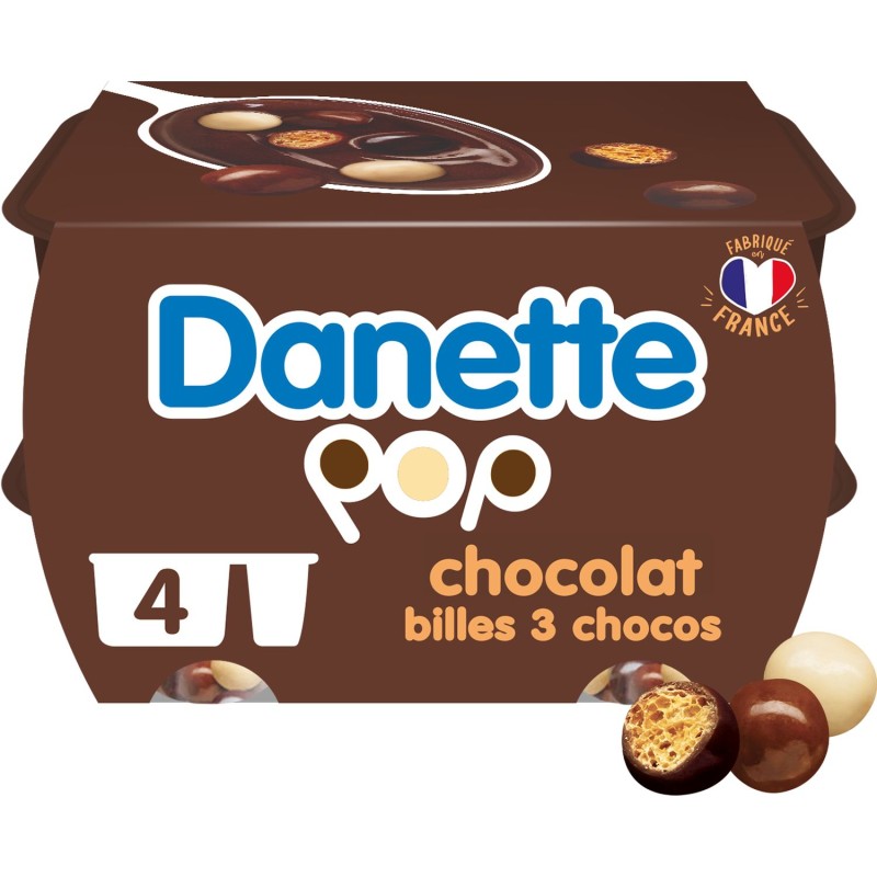 Pop Crème dessert chocolat et billes 3 chocos 4x117g
