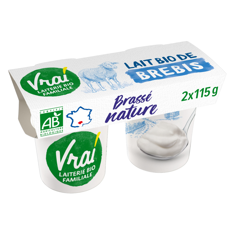 Yaourt brassé nature au lait de brebis bio 2x115g