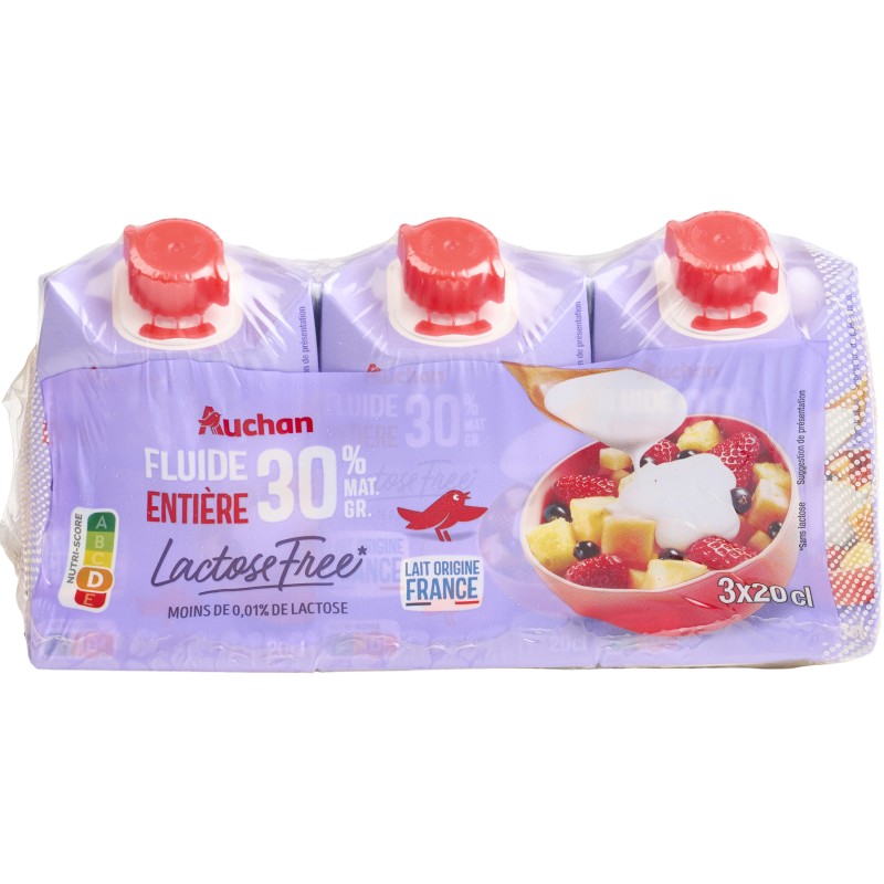 Crème fluide entière 30%mg sans lactose 3x20cl
