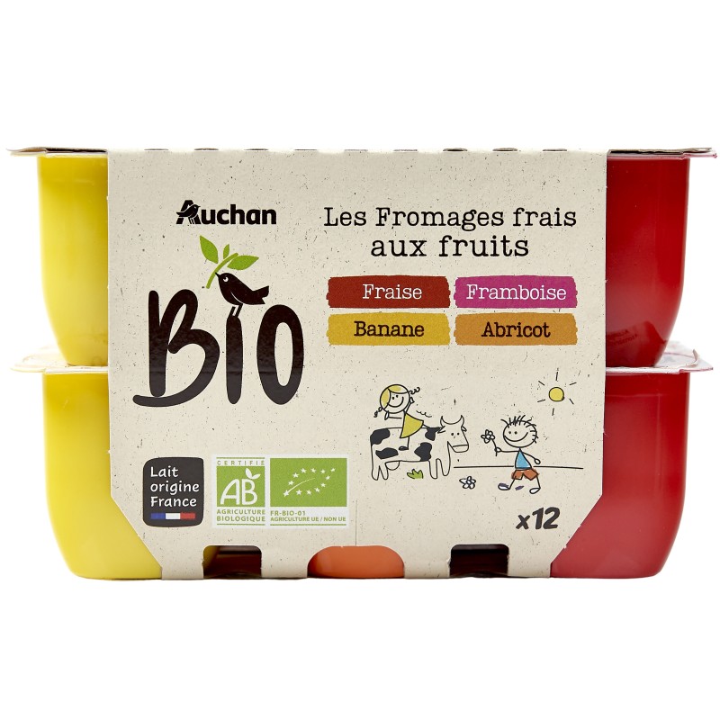 Fromage Frais Fraise Framboise Abricot Banane 12x50g