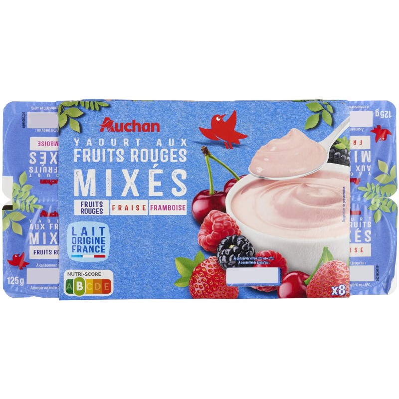 Yaourt aux fruits rouges mixés 8x125g