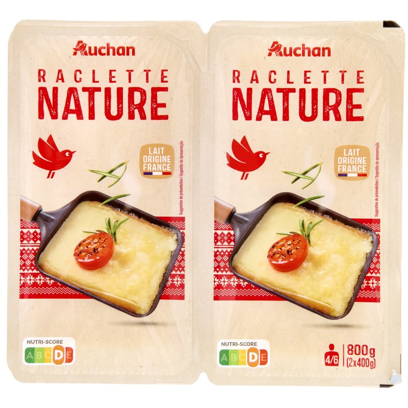 Raclette nature 32 tranches 2x400g