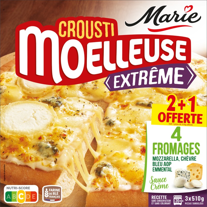 Pizza crousti moelleuse extrême 4 fromages 3x510g dont 1 offerte
