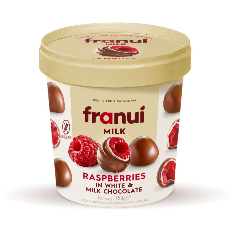 Franui Bouchées glacées framboise au lait et chocolat au lait sans gluten 150g