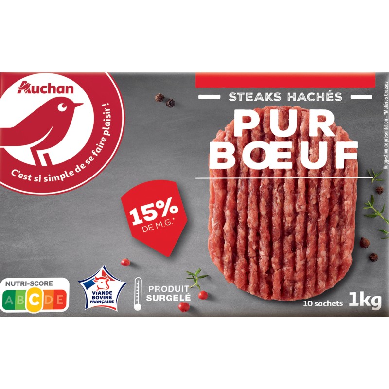 Steaks Hachés 15%MG x10 1kg