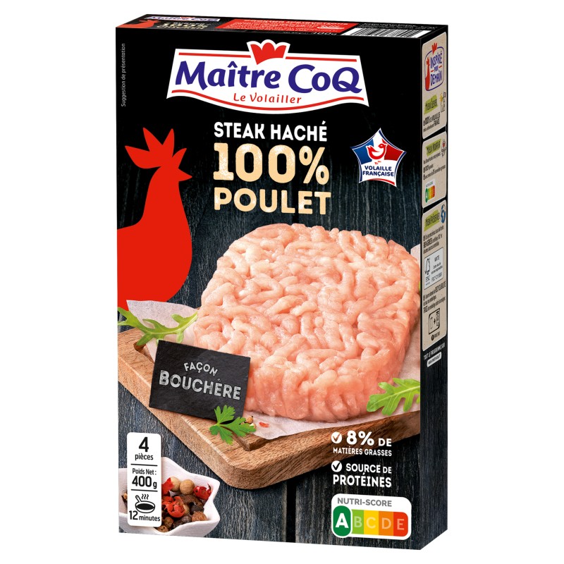 Steak haché 100% poulet façon bouchère 8%MG 4x100g
