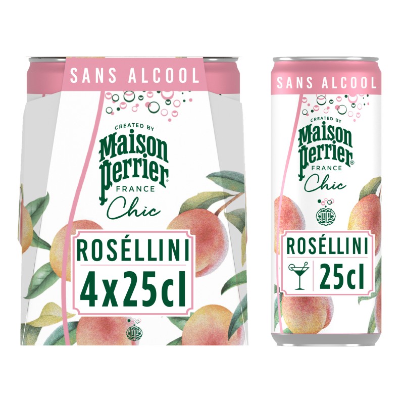 Boisson gazeuse rosellini jus de pêche 4x25cl