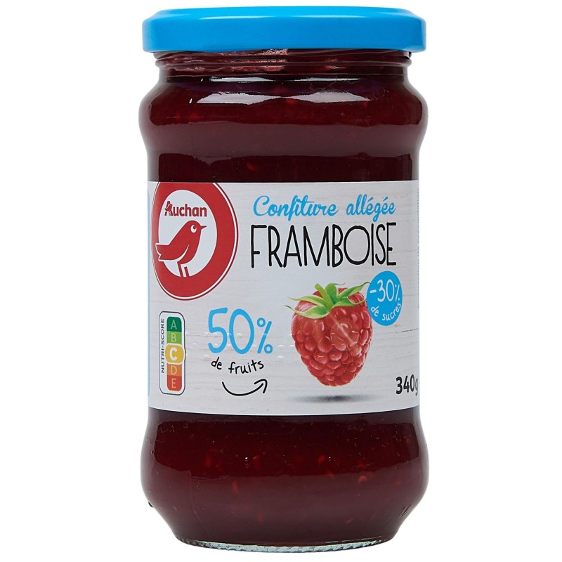 Confiture allégée framboise 35% de fruits 340g