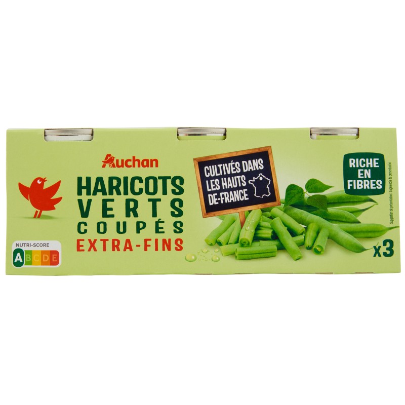 Haricots Verts Coupés Extra Fins 3x110g