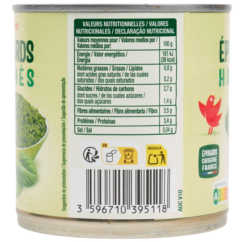 Epinards Hachés 395g
