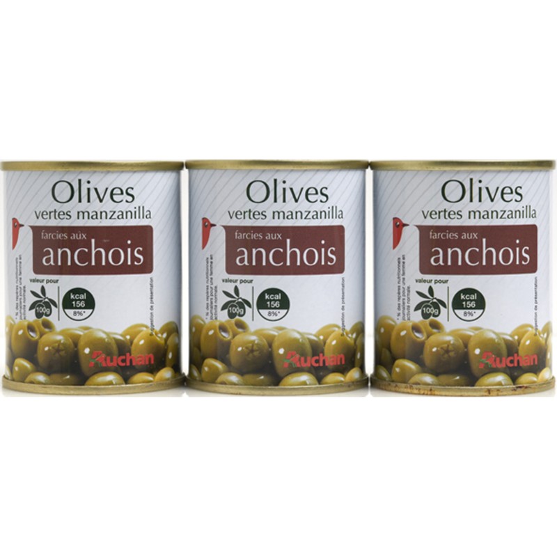 Olives Vertes Farcies aux Anchois 3x120g
