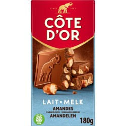 Chocolat au lait pointe de sel amandes caramélisées 180g