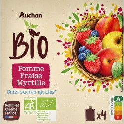 Gourde Compote Pomme, Fraise et Myrtille x4 360g