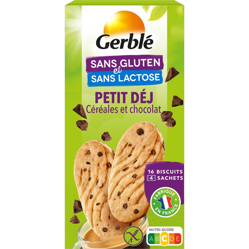 Biscuits céréales pépites de chocolat sans gluten et lactose 4x4 200g