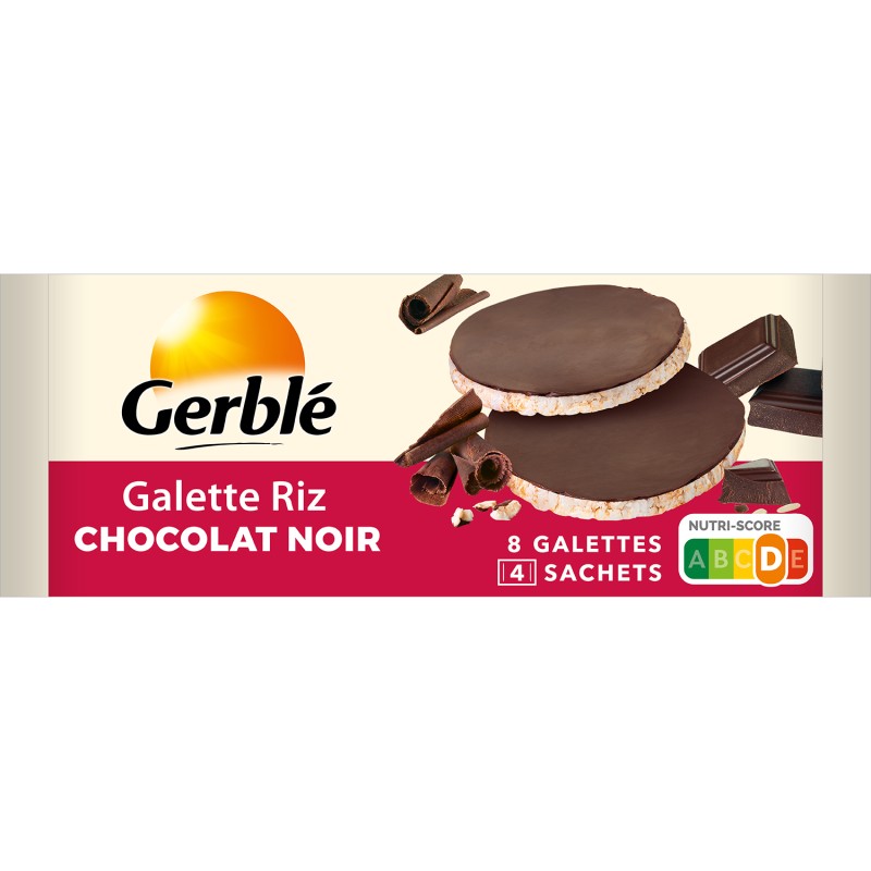 Galettes de riz chocolat noir 4x2 galettes 130.4g