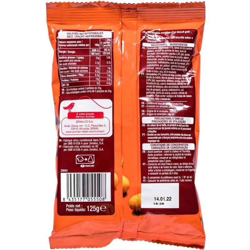 Cacahuètes Enrobées Goût Paprika 125g