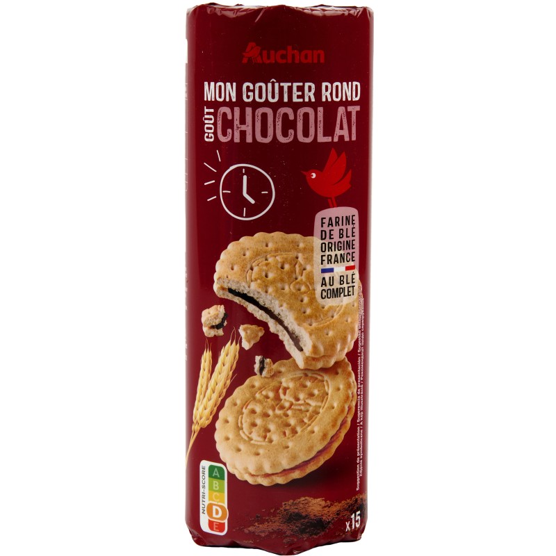 Biscuits ronds fourrés au chocolat au blé complet 300g