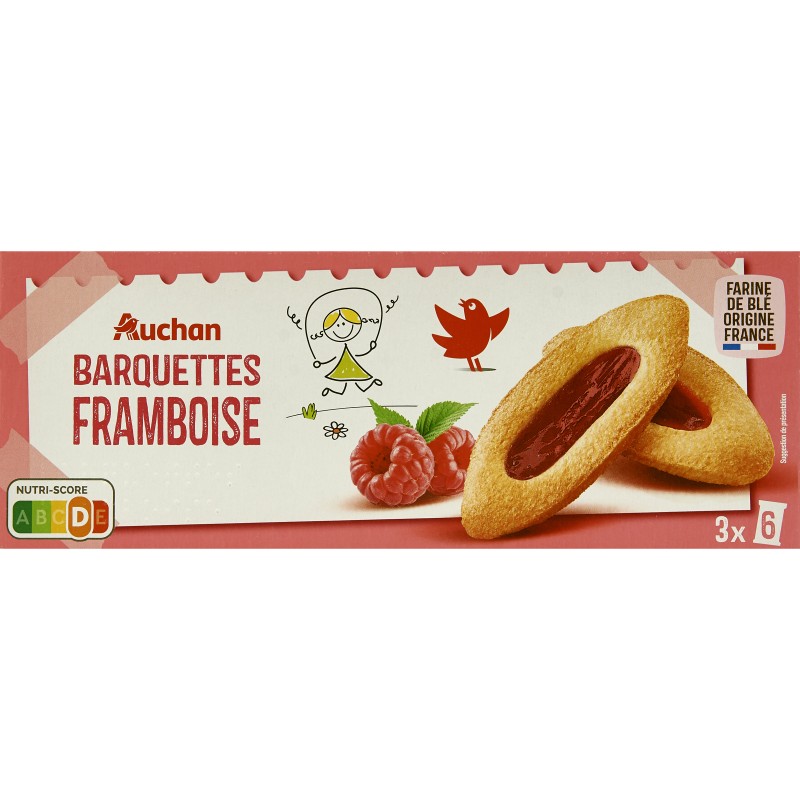 Biscuits Barquettes Framboise 3 Sachets de 6 Biscuits 120g