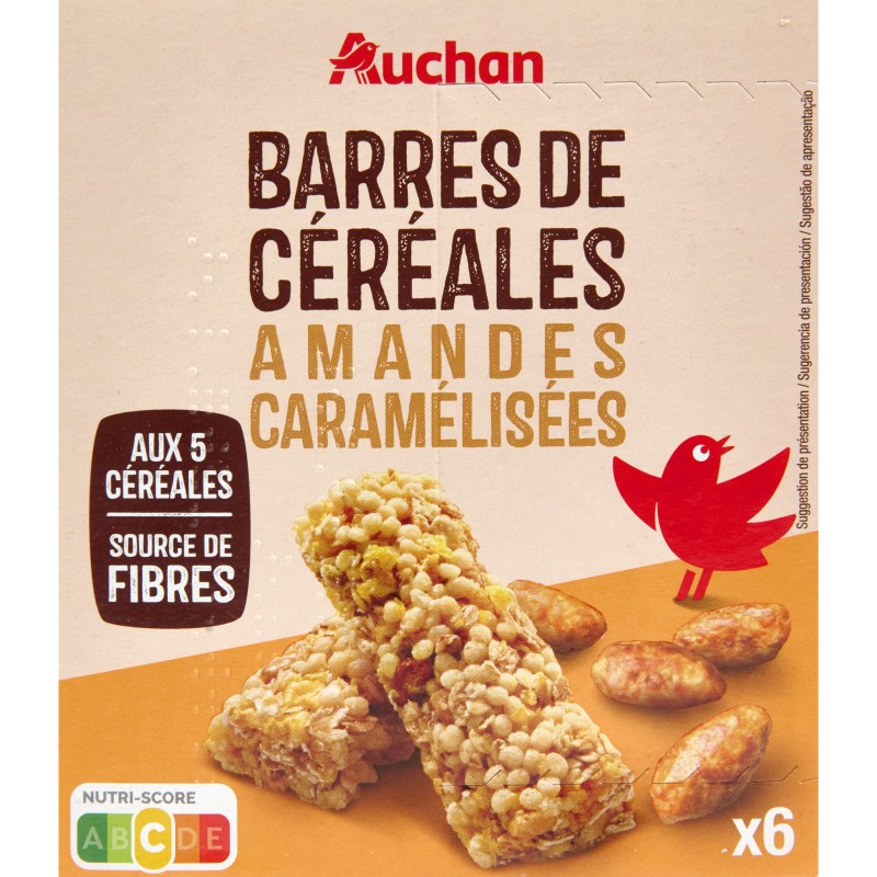 Crousti Barres de Céréales aux Amandes Caramélisées 6 Barres 126g