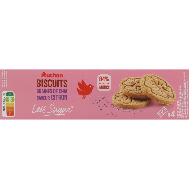 Biscuits Allégés Graines de Chia Saveur Citron 4x4 130g