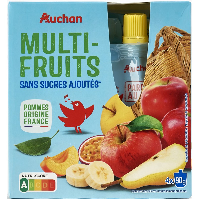 Gourdes Multi-Fruits Sans Sucres Ajoutés 4x90g