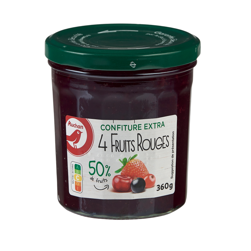 Confiture extra 4 fruits rouges 50% de fruits 360g