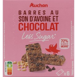 Barres au son d'avoine et chocolat less sugar x6 180g