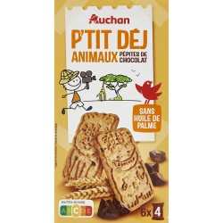 Biscuits p'tit Dej Animaux aux Pépites de Chocolat 300g 6x4