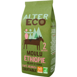 Café Moulu Bio et équitable d'Ethiopie pur Arabica Intensité 2 260g