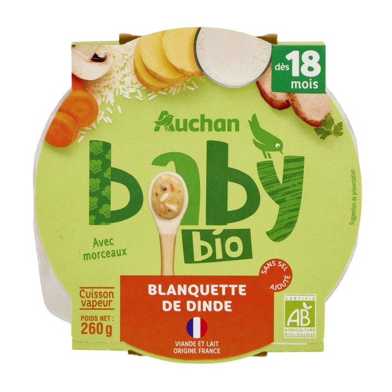 Assiette blanquette de dinde dès 18 mois 260g