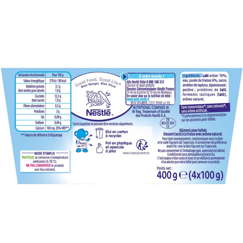 P'tit Brassé Fraise dès 6 mois 4x100g