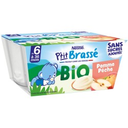 Bio P'tit Brassé Pomme Pêche dès 6 mois 4x90g