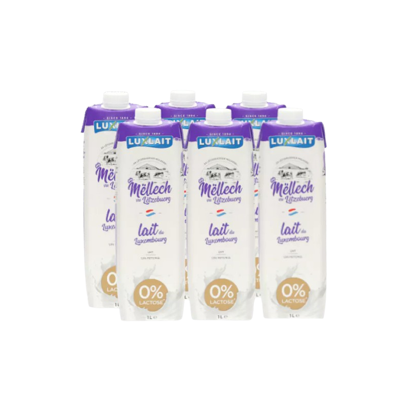 Lait demi écrémé UHT sans lactose 1.5%MG 6x1l