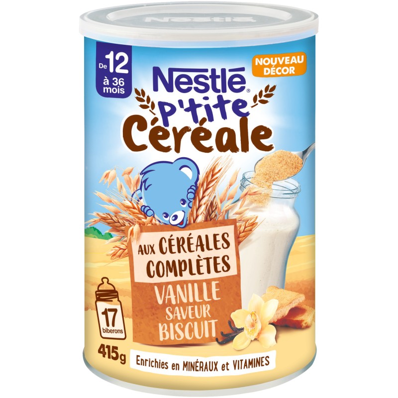 P'tite Céréale aux céréales complètes vanille biscuit en poudre dès 12 mois 415g