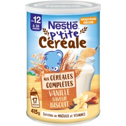 P'tite Céréale aux céréales complètes vanille biscuit en poudre dès 12 mois 415g