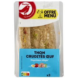 Sandwich triple thon crudités oeuf mayonnaise x3 230g