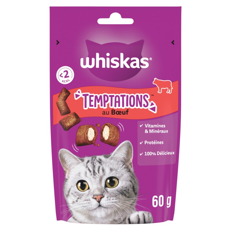 Friandises au boeuf pour chat adulte Temptations 60g