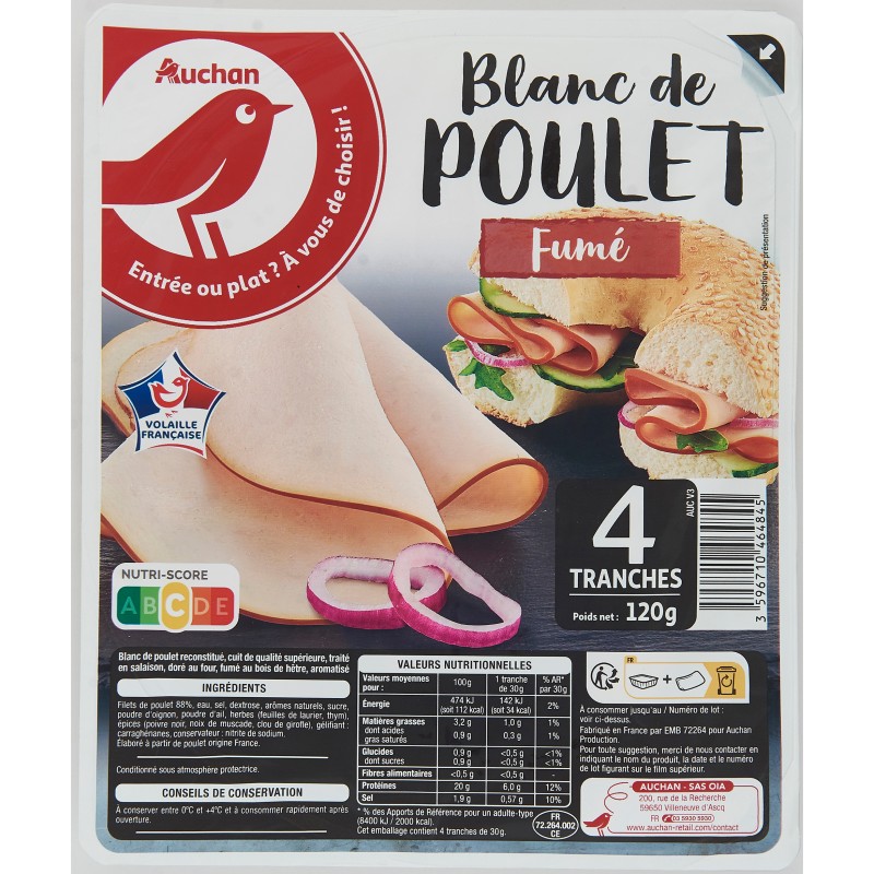 Blanc de Poulet Fumé 4 tranches 120g