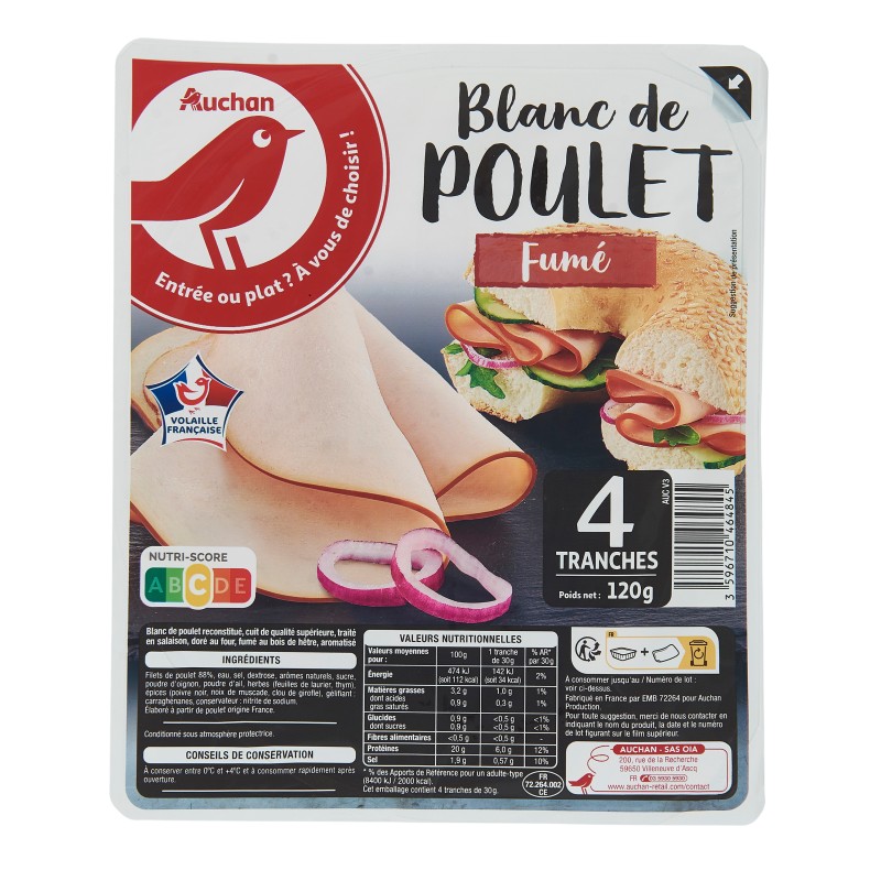 Blanc de Poulet Fumé 4 tranches 120g